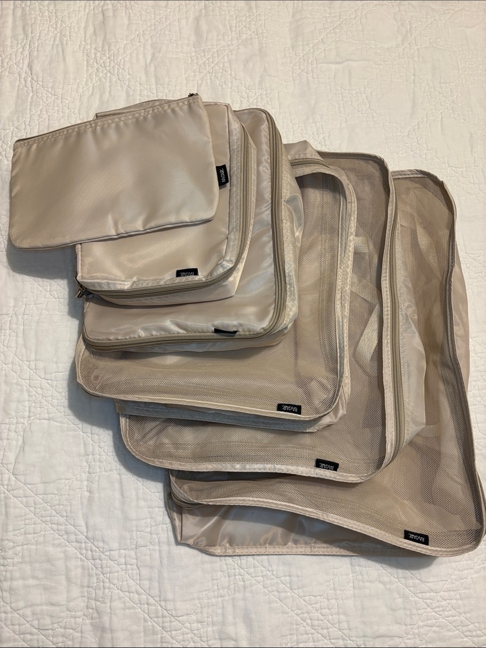 Bagail Beige 6 Piece Packing Cube Set - Travel Organizer Pouches